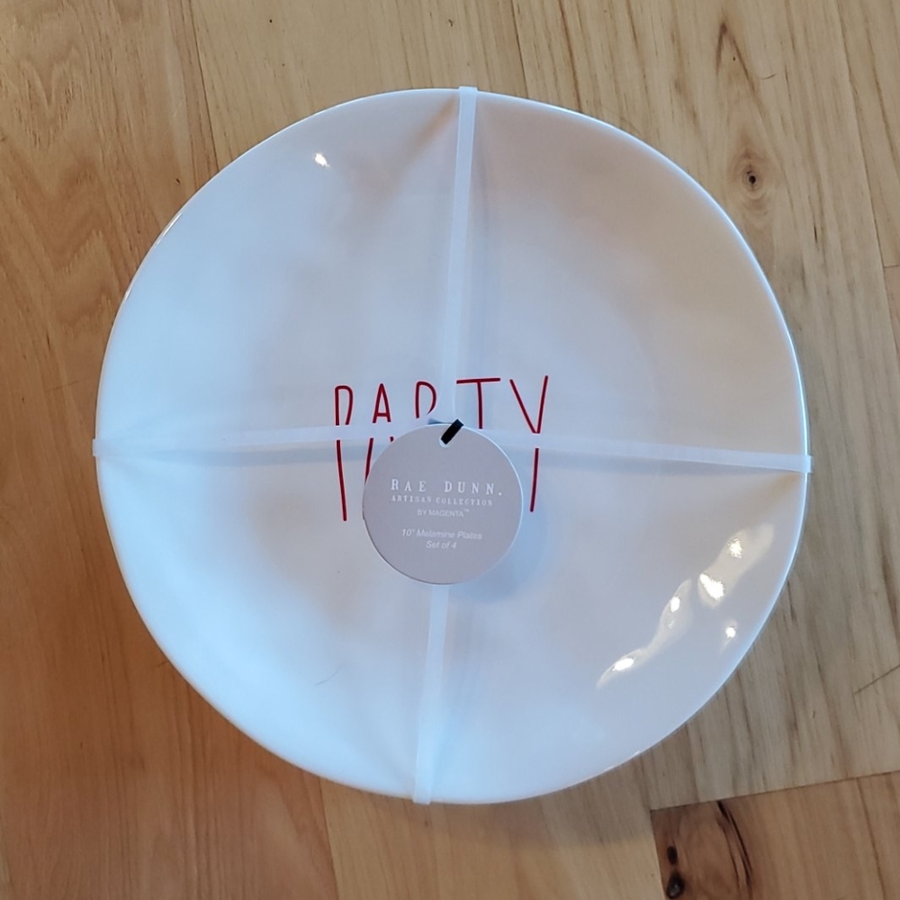 Rae Dunn Melamine Party Plates Set of 4 - Picture 2 of 6